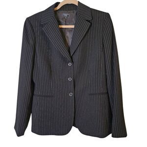 Tahari pinstriped blazer, black with white. Size 12.